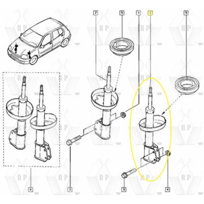 amortecedor da suspensão dianteira Renault Clio II 99 a 11